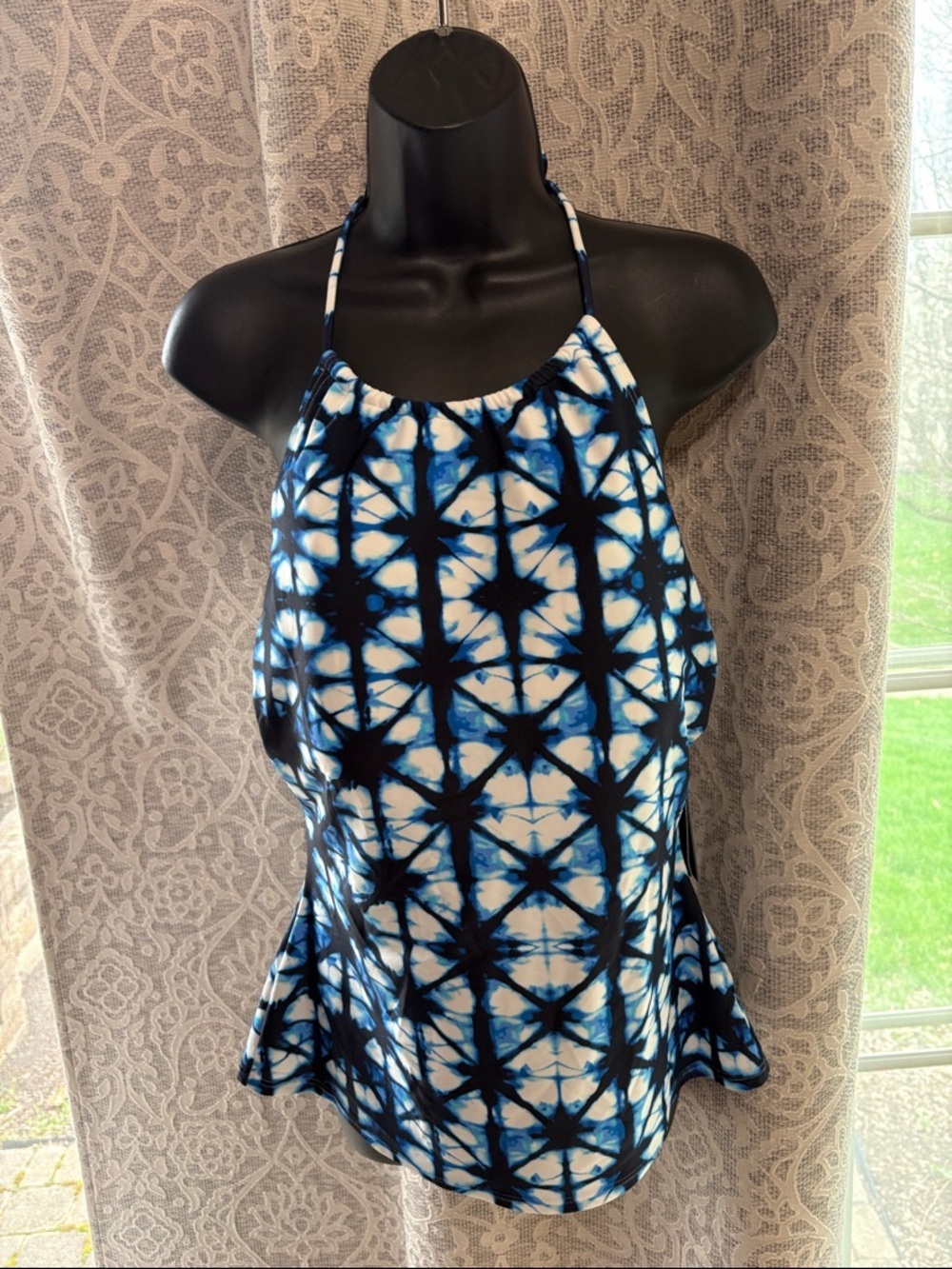 Tommy Hilfiger large Blue and White Halter top bathing suit top
